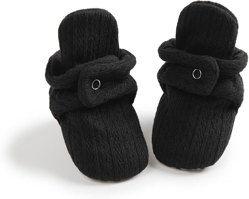 Newborn Baby Boy Girl Soft Fleece Booties Stay On Infant Slippers Socks Shoe Non Skid Gripper Toddler First Walkers Winter Ankle Crib Shoes