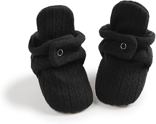 Newborn Baby Boy Girl Soft Fleece Booties Stay On Infant Slippers Socks Shoe Non Skid Gripper Toddler First Walkers Winter Ankle Crib Shoes