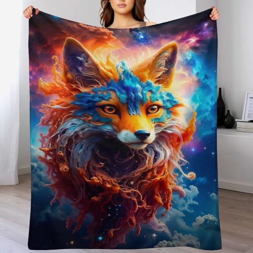 Manta de franela para sofá de zorro, textil suave y cálido en tamaño grande de 150 x 200 cm 2