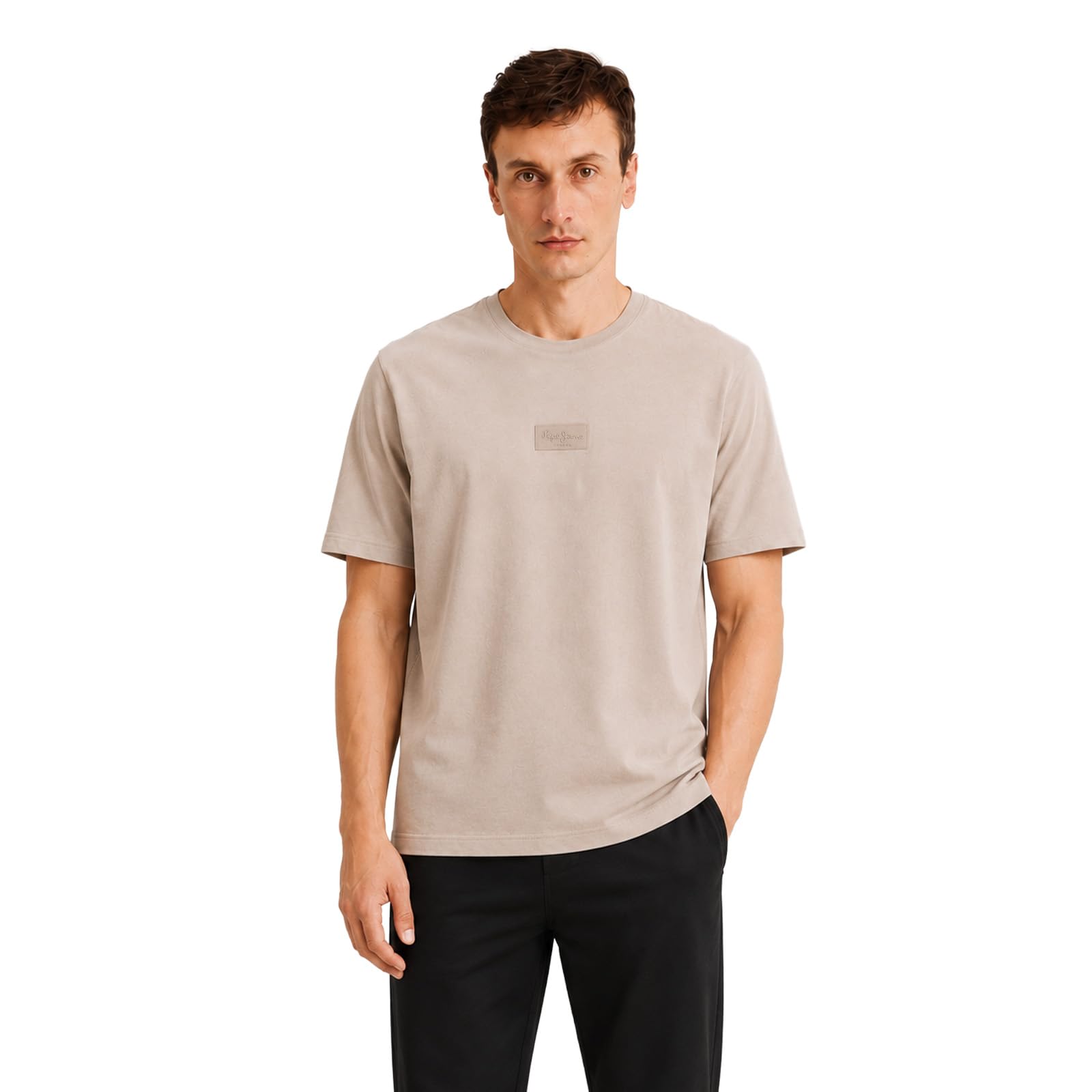 pepe jeans Men's Solid Cotton Poly Loose Fit T-Shirt | Premium Soft Casual Everyday Basic Tee for Men | Breathable Fabric Blend | Round Neck | Drop Shoulder | Half Sleeve | Relaxed All-Day Wear-picture-12