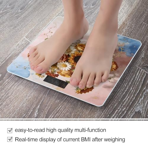 Báscula digital de baño Boho Floral con pantalla LCD grande miniatura 5