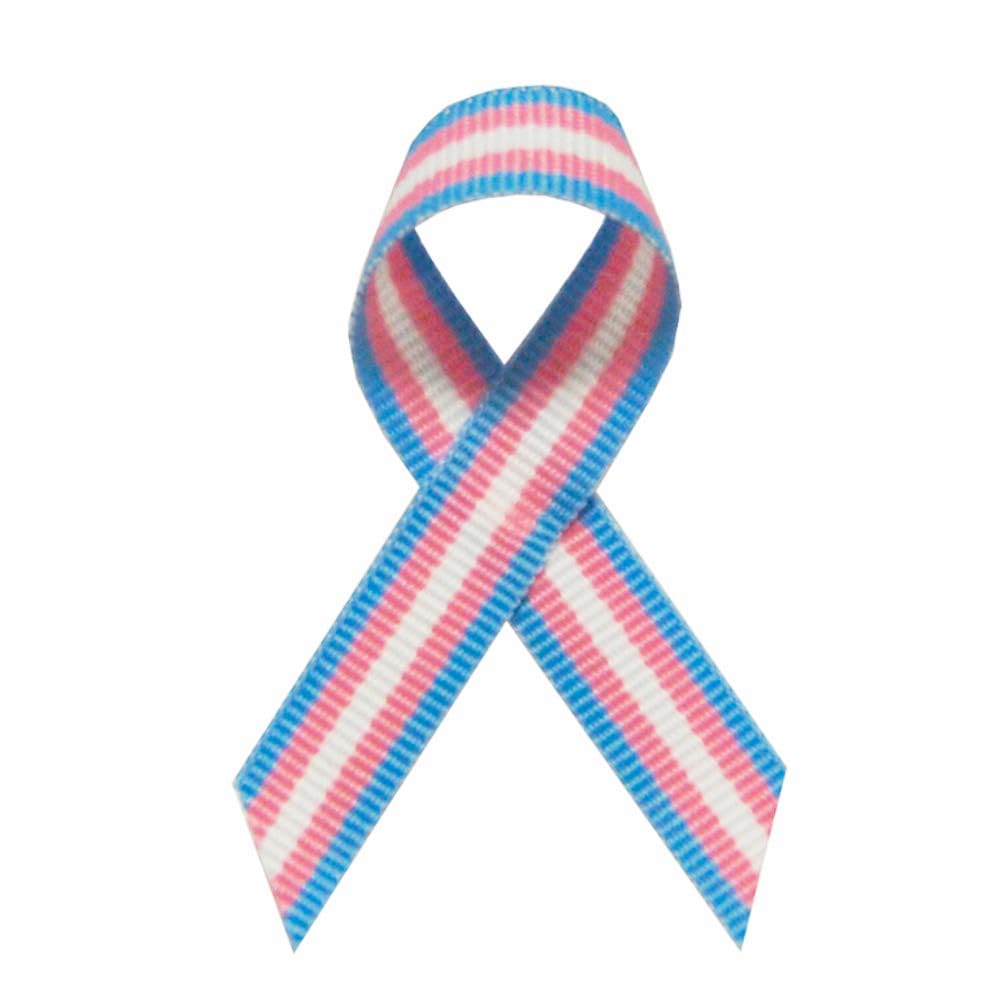 Support USA | American Made 250 Transgender Awareness Ribbons - Bag of 250 Fabric Ribbons with Safety Pins