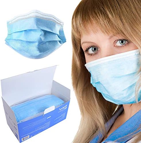 ZHY 3 Ply Earloop Face Masks, Disposable 50 PCS Filter Personal Protection dust-Proof Anti Spittle for Earloop, Prevent Saliva Face Shields, Suitable for Home, School, Office and Outdoors (Blue)