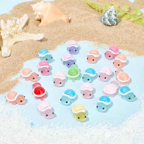 SUNNYCLUE 30Pcs Miniature Turtles Mini Glow in The Dark Figurines Resin Luminous Summer Sea Ocean Animals Tortoise Decor Figurine for Party Dollhouse Fairy Garden Micro Landscape DIY Crafts Supplies - Image 4