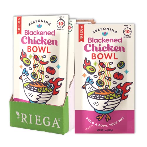 Riega Blackened Chicken Bowl Seasoning Blend, Cajun Spice Mix for Dry Rub and Bowle, 1 oz Packets, 8 Count