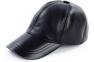 MAZURA Unisex Genuine Leather Baseball Cap - Premium Cowhide Leather Cap with...