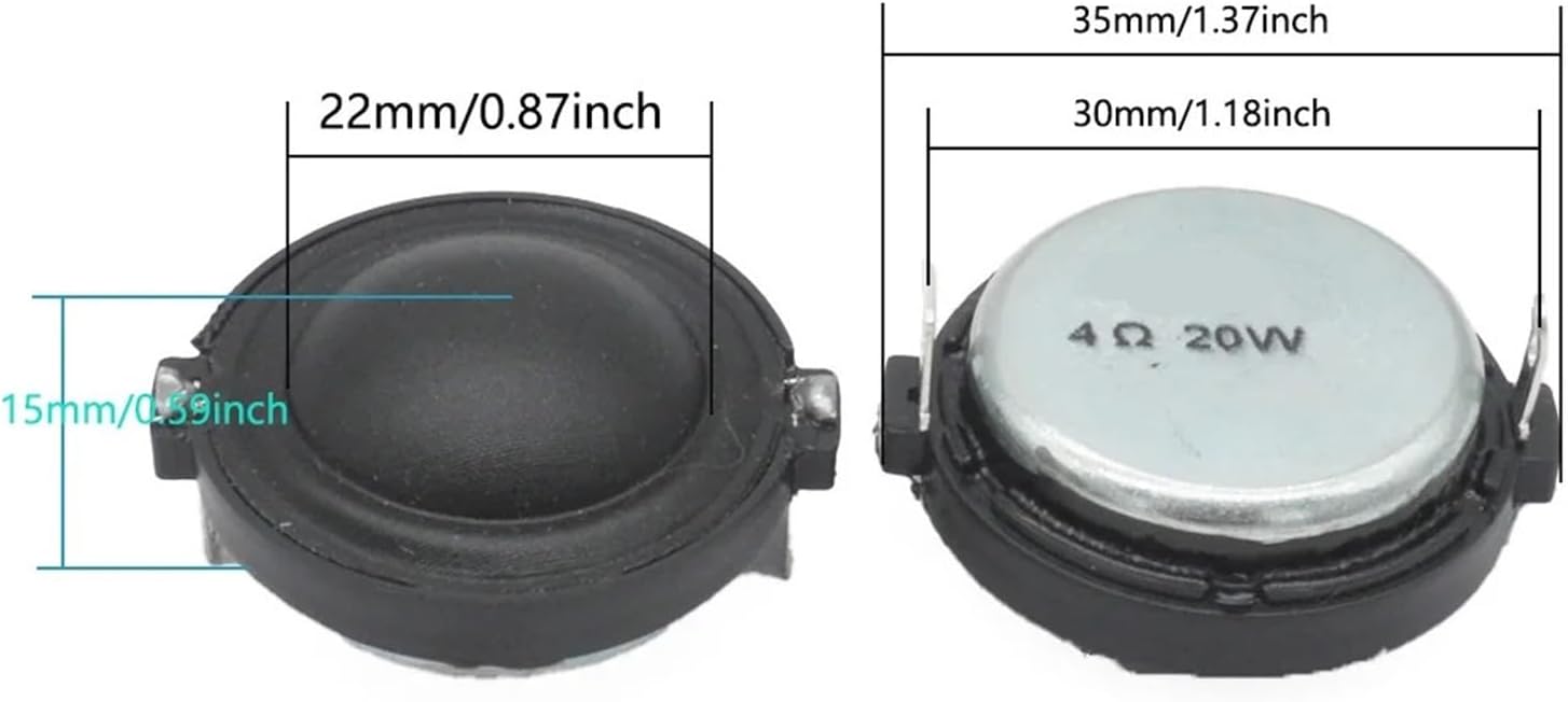 30MM 4 Ohm 20W Tweeter Speaker Silk Film 20-core HiFi Silk Treble ，Compatible for MINI， Loudspeaker DIY Bluetooth Amplifier