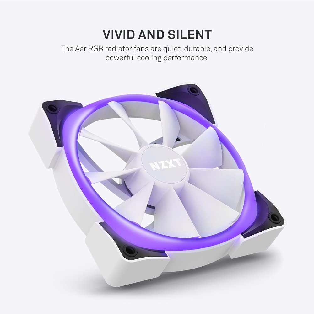 NZXT Aer RGB 2 fan with purple lighting