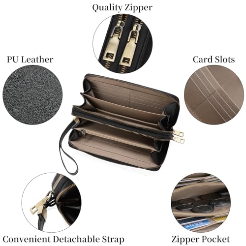 Image of FALAN MULE Wallets for Women Trifold Wristlet Wallets Large Capacity RFID Blocking Ladies Purse Credit Card Holder