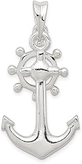 Colar de prata esterlina 925 âncora náutica navio roda marinheiros pingente pingente colar à beira-mar joias finas para mulheres presentes para ela, Prata esterlina