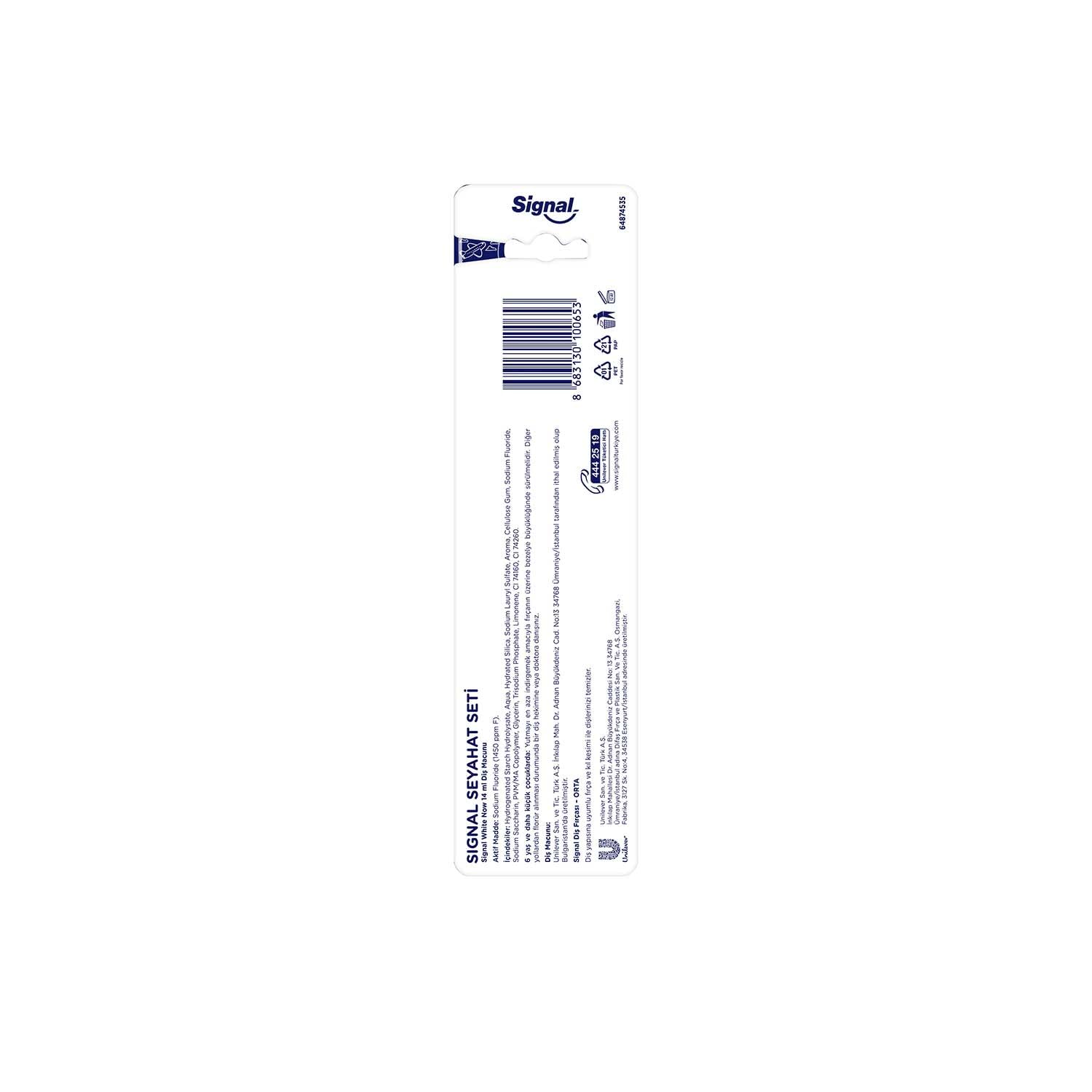 Signal White Now Diş Macunu 14 ml + Diş Fırçası Seyahat Seti
