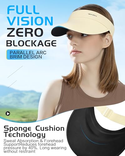 Image of YANIKY Sun Visor Hats for Women /Men Sun Protection UPF 50+ Lightweight Sport Hats Adjustable Empty Top Cap Ponytail Cap