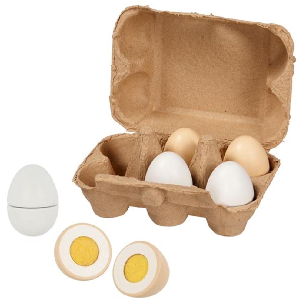 Goki - Eggs with Velcro, Cardboard Box, 6 Pieces Kitchen Toys, Multicolor (51511)