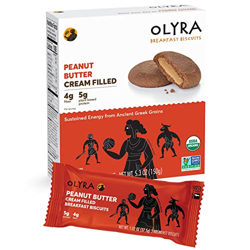 Olyra Breakfast Biscuits Peanut Butter | Cream Filled Vegan Breakfast Cookies | Kids Healthy Snacks |