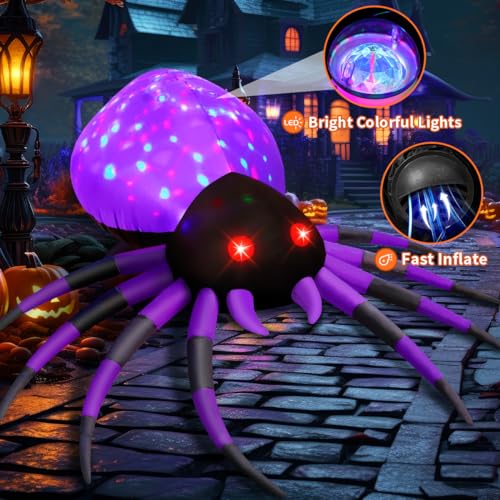 Image of GOOSH 5 FT Width Halloween Inflatable Spider Outdoor Decoration with Magic Light, Blow Up Yard Inflatables Holiday Inflatables for Outdoor Yard Garden Lawn Decor