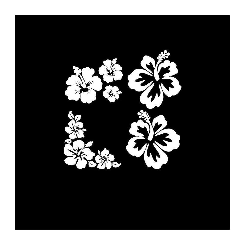 Flower Car Stickers Decal Car Styling Body Black Silver(White,28cmX28cm)