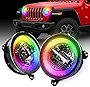 SPL JL 9 Inch RGB Led Headlights DOT Approved with fantastic Halo DRL [DIY RGB Color] Compatible with 2018-2023 Jeep Wrangler JL Sport[Integrated Mounting Bracket]