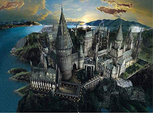 Ssckll 5D DIY Diamond Painting Kit Cross Stitch Harry Potter Castle Round Rhinestone Mosaic Diamond Embroidery Creative Home Decor 12X16inch