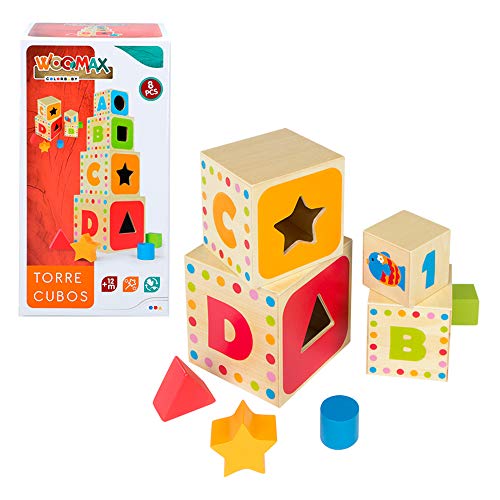 Rolimate Juguetes para Apilar Y Encajar Regalo del Festival de cumplea/&ntilde;os para 2 3 4+ a/&ntilde;os Juguetes Educativos Montessori Geom/&eacute;trico De Madera Stack /& Sort Board Tablero para Apilar y Clasificar