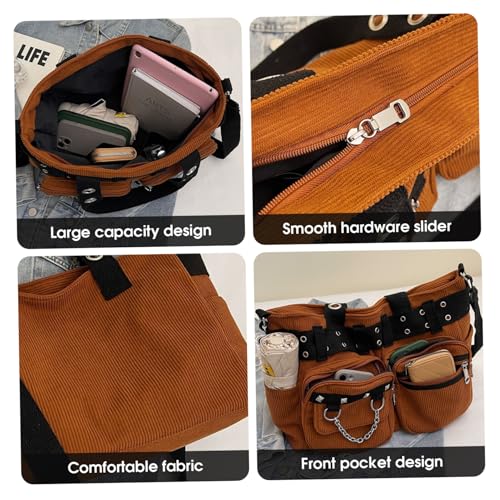 1PC Gothic Purse Punk Goth Messenger Bag with Shoulder Strap Large Capacity Emo Goth Tote Bag with Multi-Pocket for Women..3