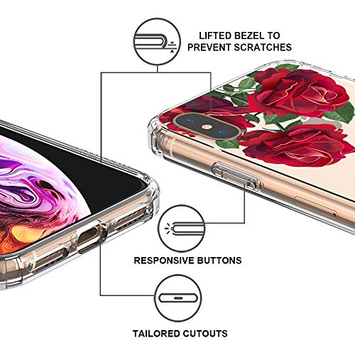 Mosnovo Compatible For Iphone Xs Case & Iphone X Case, Clear Red Rose Flower Floral Pattern Print Design Girl Women With Transparent Tpu Bumper Protective Back Case Cover For Iphone X/Iphone Xs #TOP3