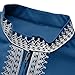 Xiaojmake Men's Muslim Embroidery Moroccan Thobe Ethnic Dubai Long Gown Prayer Robe Islamic Jubba Kaftan Islamic Arabic Abaya Blue