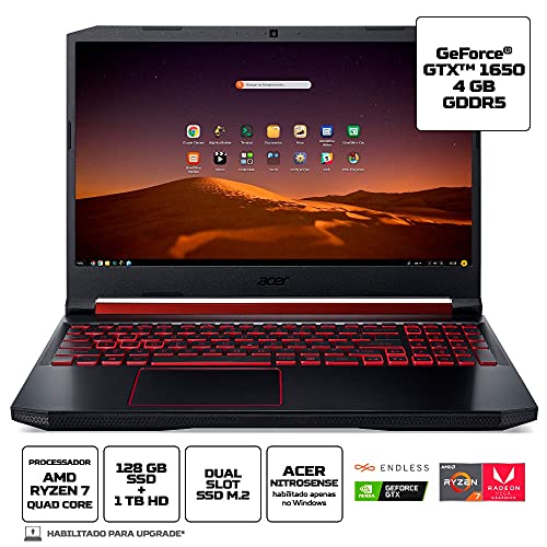 Notebook Gamer Acer Nitro 5 AN515-43-R4C3 AMD Ryzen 7 1TB HD 128GB SSD GTX 1650 15,6 Endless OS