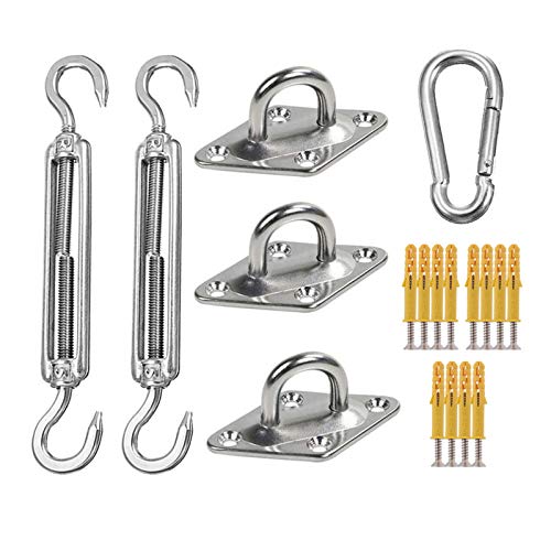 Voile d'ombrage triangulaire avec kit de fixation, protection solaire extérieure