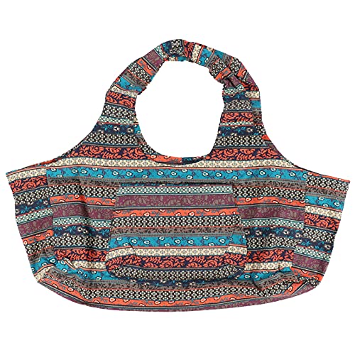 Large Yoga Mat Tote Sling Carrier with Pockets, Bohemian Style Vintage Canvas Yoga Mat Bag Multipurpose Oversized Gym Bag Fits Most Size Mats