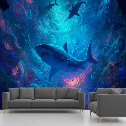 Papier peint requin intissé haute résolution avec fresque murale panoramique