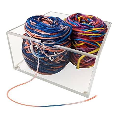 YeeBeny Transparent Acrylic Yarn Bowl | Yarn Bowls for Crocheting with Holes, Preventing Slipping and Tangles, Handmade Craft Knitting Bowl for Knitting Lovers | for Knitting, Crochet, Yarn Storage Cover