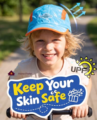 Image of Home Prefer Kids Lightweight Quick Drying Sun Hat Airy Mesh UV Protection Caps Boys Girls UPF50 Baseball Caps Run Beach Water