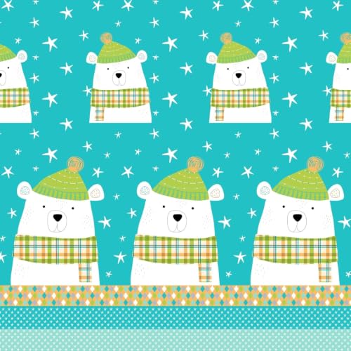 Image of LORETO - A QUALITY LINEN BRAND 100% Cambric Cotton Double Dohar 88 x 90 Inches, 3-Layer Lightweight AC Blanket with Soft Cotton Flannel Filling, Breathable Summer Quilt, Reversible, Teal Cozy Bear