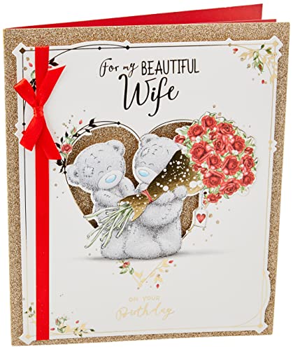 Me To You Tatty Teddy - Tarjeta de felicitación de cumpleaños hecha a mano en una caja de regalo, 20,3 x 25,4 cm, colección oficial, color dorado Cover