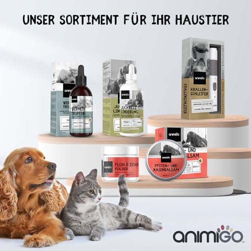 Nasen & Pfotenbalsam für Hunde & Katzen - Für trockene, rissige Nasen & Pfoten im Sommer - 60ml Pfotenpflege & Nasenbalsam mit Lavendelöl, Bienenwachs, Vitamin E - Nasensalbe & Pfotenschutz - animigo