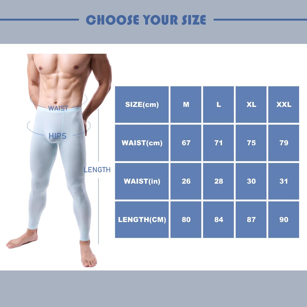 Leggings transparentes de seda de hielo para hombre, ropa interior, pantalones elásticos de tiro bajo, pantalones largos