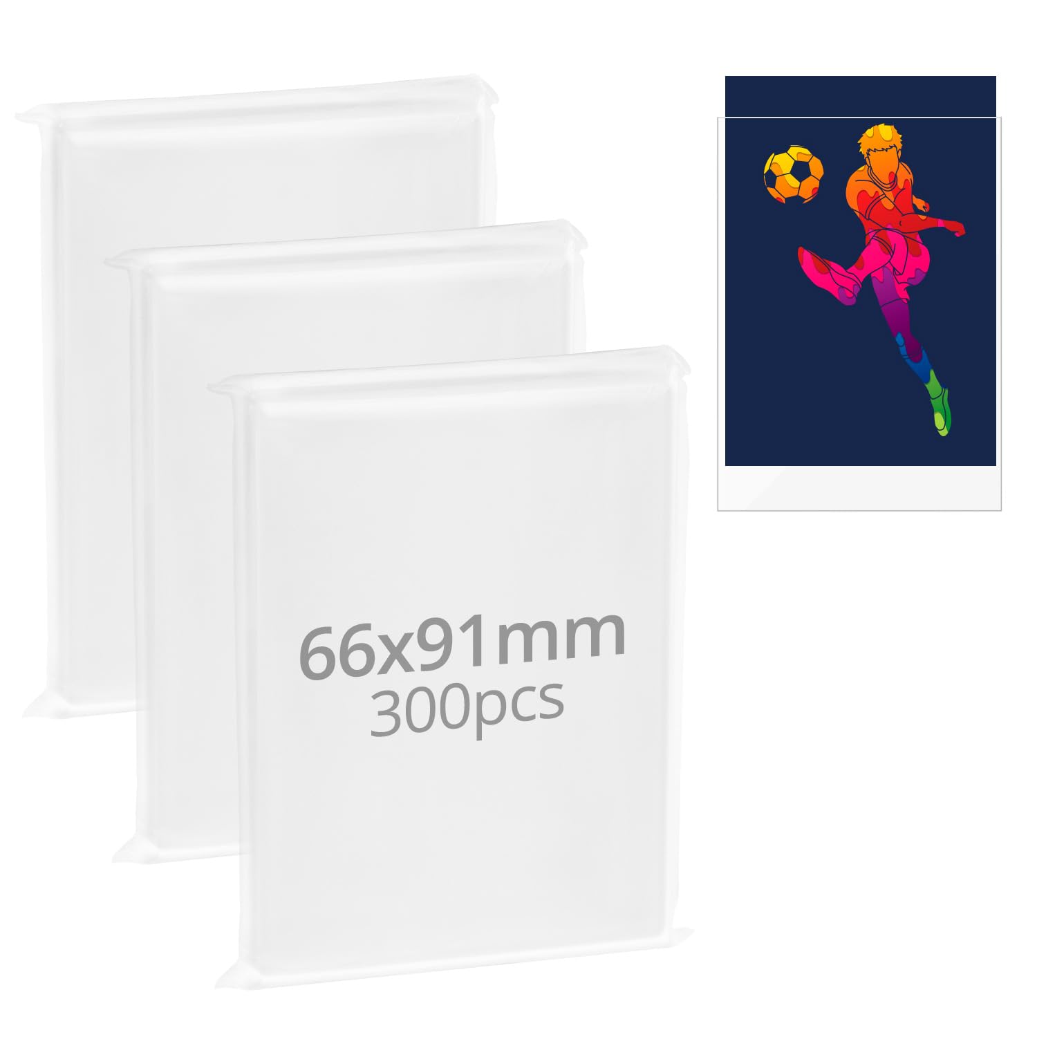 QWORK® 300 Pcs Clear Trading Card Sleeves - Standard Size 66×91mm Card Protectors for MTG Sports & Game Cards