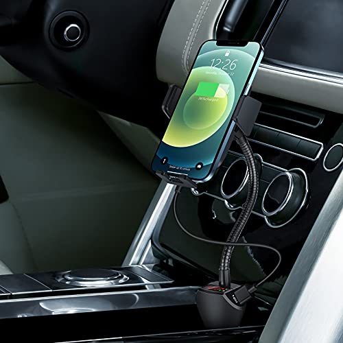 Car Cigarette Lighter Wireless Charger- Phone Holder Mount,Automatic Infrared Smart Sensing 15W Qi Fast Wireless Charging Cradle For Cell Phone,Dual Usb, Double Qc3.0 Output #TOP6