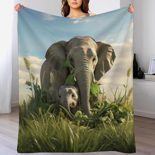 Manta de franela para sofá de elefantes suave térmica cama 2