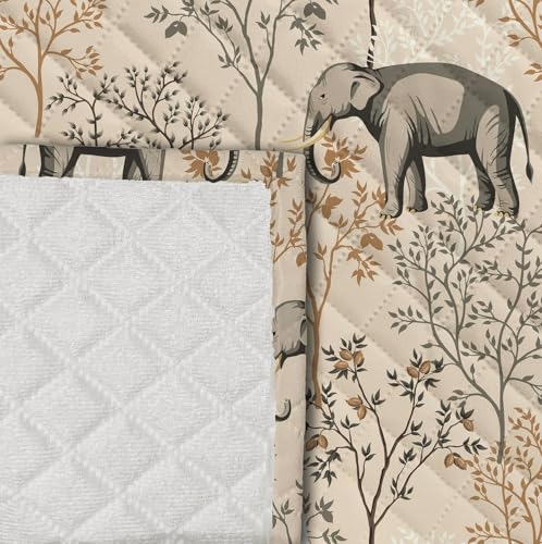 Image of Decorian Premium Soft Quilted Velvet Sofa Cover Mat, Sofa Seat Runner for Couch (Elephant, L Shape 7 (4+3) Seater)