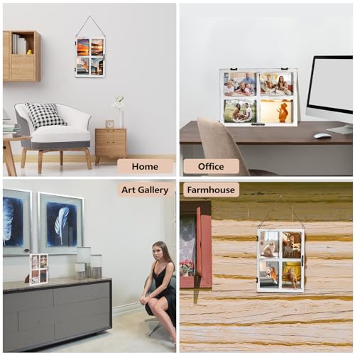 CALIFORNIA CADE ELECTRONIC 5x7 Picture Frame,12x16 Picture Frames Collage Wall Decor, Whitewash Photo Frames Holds 4 Photos with Glass & Mat, Window Picture Frame for Family Display