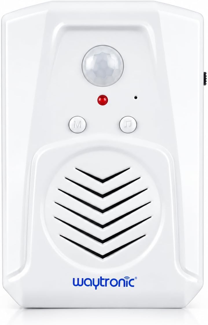 Waytronic Motion Sensor Voice Player, PIR Infrared Activated MP3 Sound Speaker with USB Upload Custom Audio, Motion Activated Alarm & Greeting Device for Home, Store Entry
