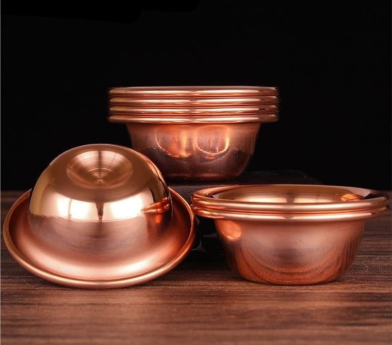 Vaisselle incassable en laiton : lot de bols en cuivre pur 11cm pour stopper la casse - 2
