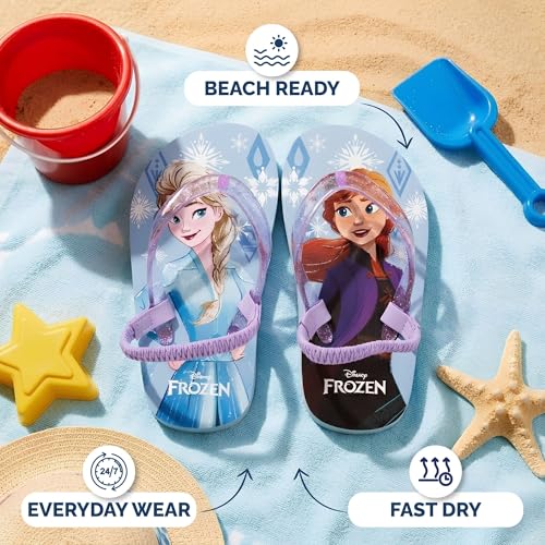 Image of Disney Girls Boys Character Flip Flops Sandals Kids Water Shoes - Minnie Mickey Moana Toy Story Frozen Cars Encanto Princess Thong Beach Slides Slip On Quick Dry (Toddler-Little Kid)