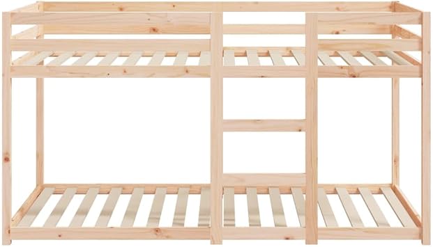 vidaXL Bunk Bed | Natural Pine | Solid Pine Wood | Standard Twin | Durable