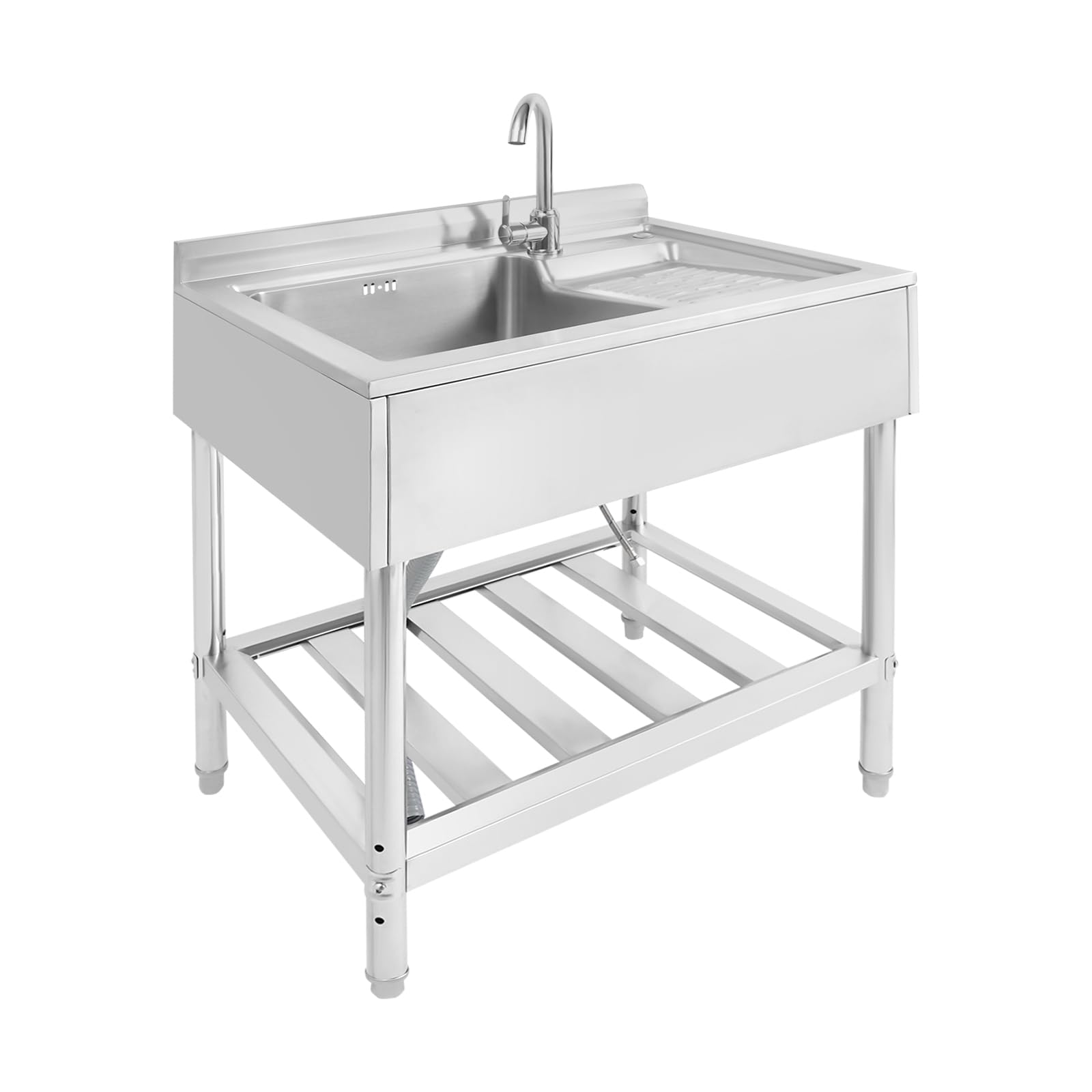 Hanmorfarbi Stainless Steel Utility Sink, Freestanding Laundry Sink With Washboard, 15 * 15in Large Capacity With Splash Guard, Bottom Storage Shelf for Laundry Room, Kitchen, Garage ?