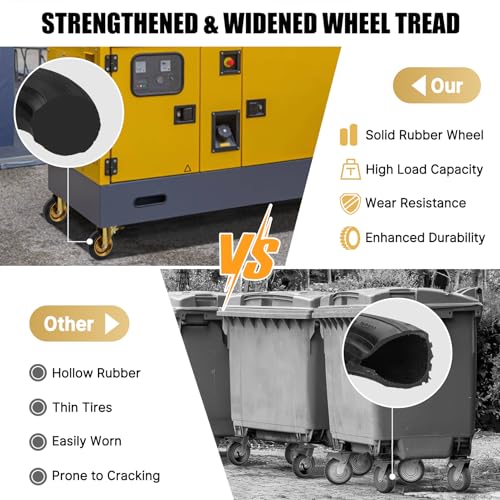 Image of WBD WEIBIDA 8 in Heavy Duty Plate Casters Set of 4, 3200 Lbs Industrial Rubber Wheels for Cart Furniture and Workbench,Outdoor Castors Dual Locking Replacement (4 Brakes, Free Spanner)