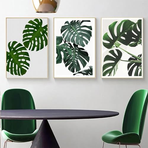 Plante verte tortue toile triptyque 60x80 cm sans cadre pour une décoration tropicale