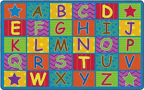 Flagship Carpets Cheerful Alphabet Educational Multicolor Rug for Home Learning Area or Playroom Mat, Kids Room, Childrens Classroom Carpet, 7'6