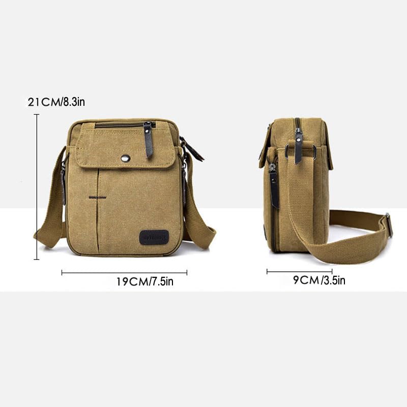 Vista 4 de MosaiRudo Bolsa de mensajero pequeña de lona para hombre, bolsa de hombro casual para hombres y mujeres, bolsa de transporte de viaje, bolsa